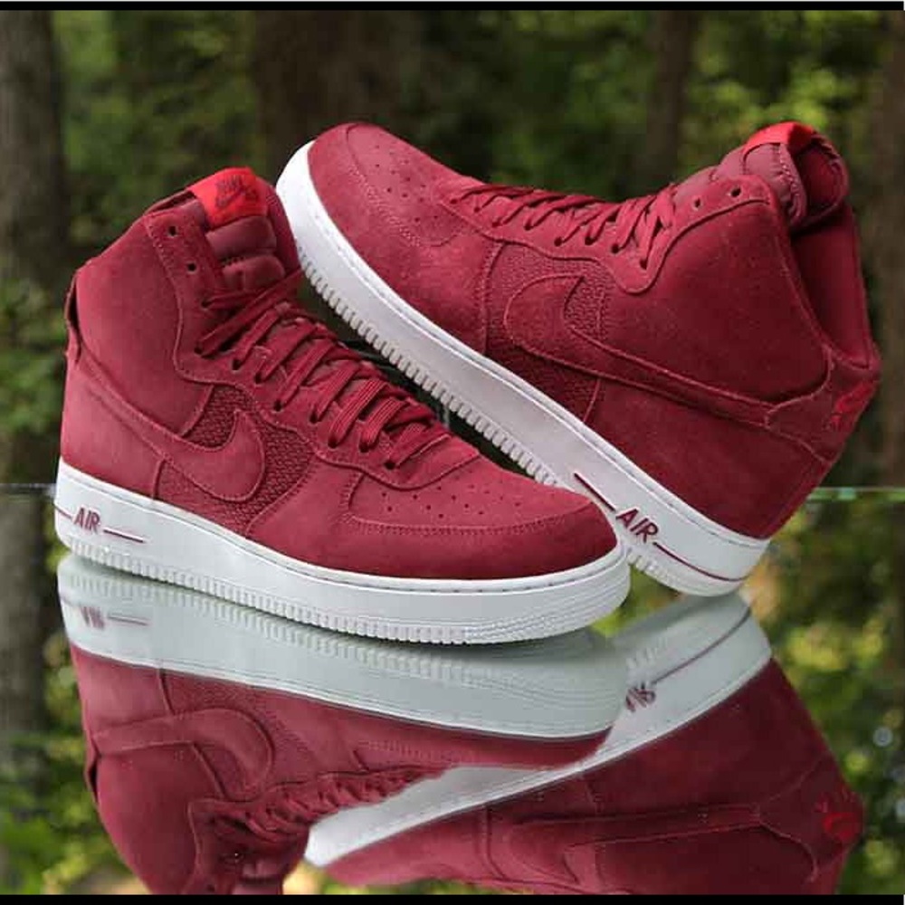 Nike Air Force 1s High Tops Red Suede 9.5 Sneakers